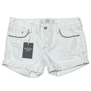 Abercrombie and Fitch klassische Midi-Shorts Damen 2 26 weiße Jeans-Denim-Shorts - Bild 1 von 16