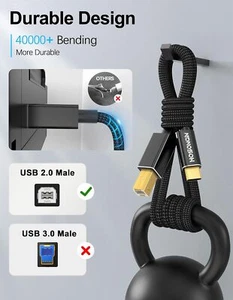USB B to USB C Printer Cable 15Ft,Type B to Type C Cord for PC,USB C MIDI Cable - Picture 1 of 8
