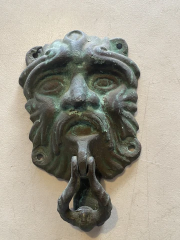 Large Brass Figural DOOR KNOCKER antique Cover