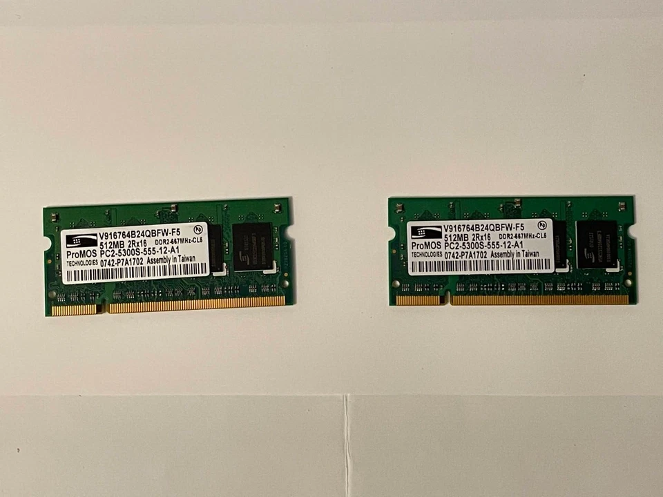 1GB (2x512MB) ProMos 2Rx16 PC2-5300S-555-12 Laptop Memory RAM lap top SODIMM - Image 1 of 2