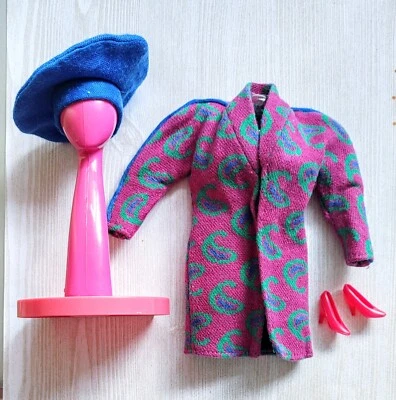 Barbie 1987 Sweater Soft Fashions #4481 Paisley Jacket Beret Hat Shoes - Image 1 of 4