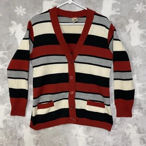 Vintage Strickjacke Pullover Mehrfarbig Streifen 70er Mod Retro Strick Damen Große - Bild 1 von 10