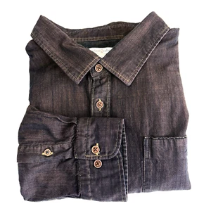 CARBON 2 COBALT Shirt Mens XL Button Up Brown Long Sleeve Heavy Cotton Chambray - Picture 1 of 12