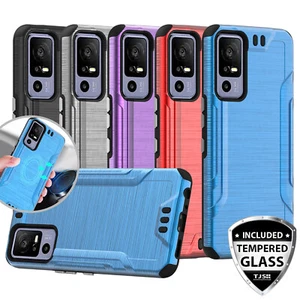 For TCL 40 XE 5G Phone Case Brushed Armor Magnetic Metallic Cover+Tempered Glass - Photo 1 sur 41