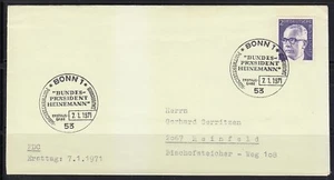 Germany 1971 FDC cover President Heinemann Mi 645 ,2DM - Picture 1 of 1