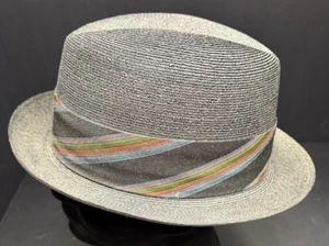 Sombrero Fedora De Paja Vintage BORSALINO Grand Prix Para Hombre 7 1/2" con Banda de Seda ITALIA - Imagen 1 de 7