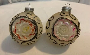 2 Vintage DBGM 2.5" Christmas Ornaments Indent Mica West Germany - Picture 1 of 4