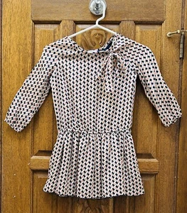 👗 BABY CZ by Carolina Zapf Brown Geometric Silk Dress ~ Sz 4T 4 - Picture 1 of 3