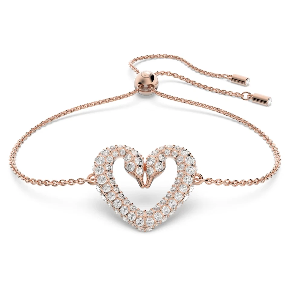 Swarovski Una bracelet Heart Medium White Rose gold-tone plated -5628658