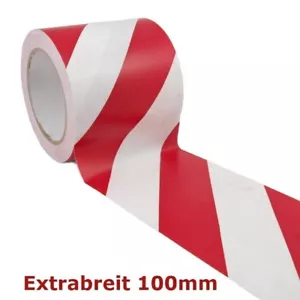 PVC Klebeband Warnband Rot Weiss Extrabreit 100mm x 33m Weiß 10cm Warningtape - Bild 1 von 1