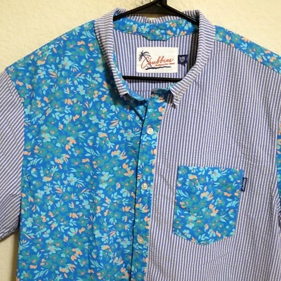Chubbies Shirt Mens 2XL Short Sleeve Button Seersucker Colorblocks Floral Stripe - Image 1 of 4