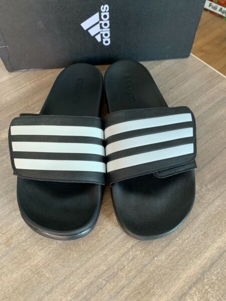 NEW Men&#039;s Adidas Adilette Comfort Adjustable Swim Slide Sandal Black White Pick 