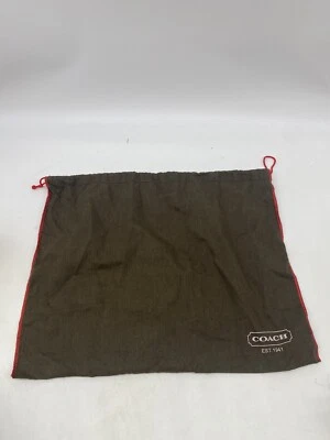 Bolso con cordón de almacenamiento de polvo COACH marrón oscuro con cuerda roja de algodón.  19" x 15" Foto 1 de 4