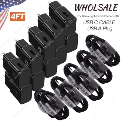 1-100x Lot Type USB C Charger Cable Fast Wall Power Adapter For Samsung Andorid - Image 1 of 4