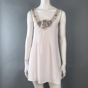 Alice + Olivia White $350 Silk Beaded Scoop Neck Dress Wedding Extra Small - Picture 1 of 5