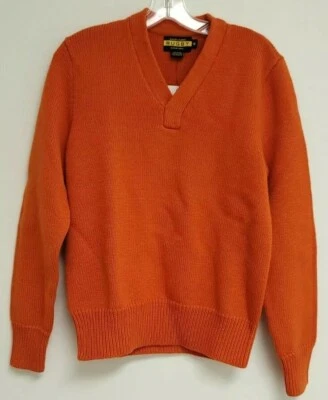 Suéter Ralph Lauren Rugby Cuello en V Para Hombres Lana Naranja Quemado Talla S/Pequeño Nuevo con Etiqueta Foto 1 de 4