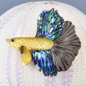 Siamés Toreo Pez Betta Tallado Iridiscente Multicolor Concha 3.96G Perforado - Imagen 1 de 12