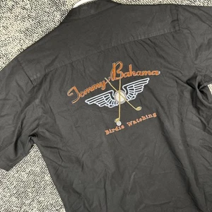Tommy Bahama Short Sleeve Button Shirt Mens XL Silk Embroidered Birdie Watching - Picture 1 of 8