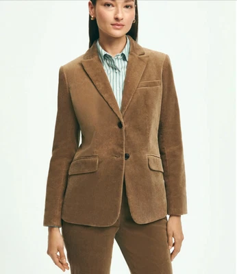 Blazer Brooks Brothers para mujer de algodón pana marrón camel nuevo con etiquetas $298 Foto 1 de 4