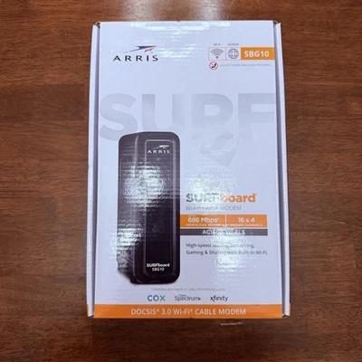 Arris SBG10 Surfboard DOCSIS 3.0 16 x 4 AC1600 Wi-Fi Cable Modem Black New - Image 1 of 4