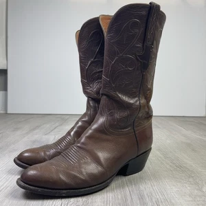 Lucchese Boots Brown Leather Western Cowboy Rodeo Mens Size 9.5 2E Wide W - Picture 1 of 14