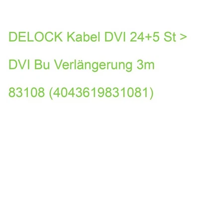 DELOCK Kabel DVI 24+5 St > DVI Bu Verlängerung 3m 83108 (4043619831081) - Bild 1 von 2