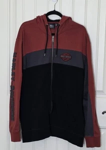 Harley-Davidson Men's Copperblock Hoodie Orange Gray Black 3-Tone Full Zip 2XL - Picture 1 of 13