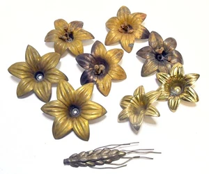 9 BRASS ORNATE EMBELLISHMENTS DECORATIVE DESIGN FOR REPURPOSE FLOWER DESIGN - Picture 1 of 9