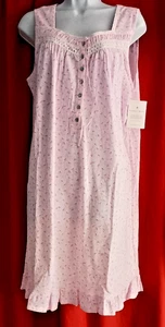 Eileen West ärmellos rosa Blumen 100% Baumwolle Strick kurz Nachthemd Negligee XL - Bild 1 von 7