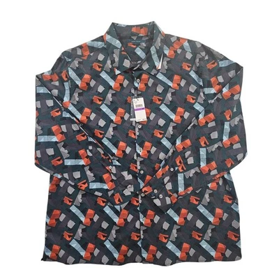 NWT Perry Ellis 2XL Geometric Print Stretch Long Sleeve Button Up Shirt 2X - Image 1 of 4