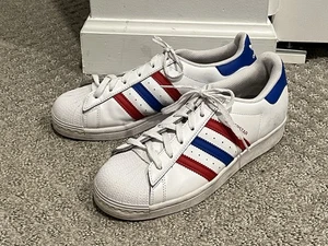 Adidas Originals Superstar Red White Blue Men’s Size 6 Leather Shoes - Picture 1 of 11
