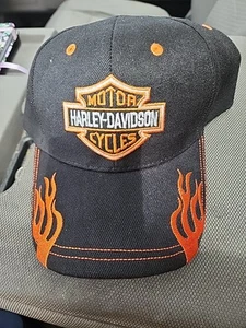 Cappello da baseball uomo Harley-Davidson nero e arancione con logo ricamato nuovo - Foto 1 di 3