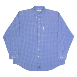 BEN SHERMAN Mens Shirt Blue Check Long Sleeve XL - Picture 1 of 6