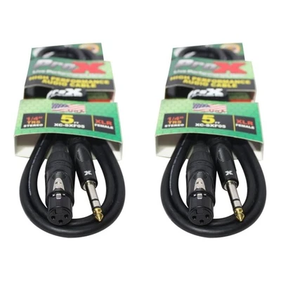 2x Pro X 5 Ft. Balanced 1/4" TRS-M to XLR-F High Performance Audio Cable - Image 1 of 4