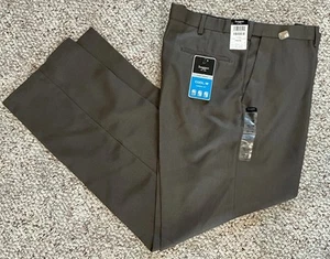 Haggar Cool 18 Classic Fit Flat Front Heather Brown Dress Pants Men’s 40x34 - Picture 1 of 4