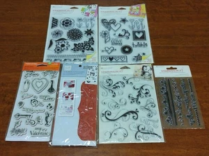 Lote de 6 Sellos Transparentes STAMPOLOGÍA FISKARS Más Corazones Flores Escuela Nuevo en Paquete - Imagen 1 de 10