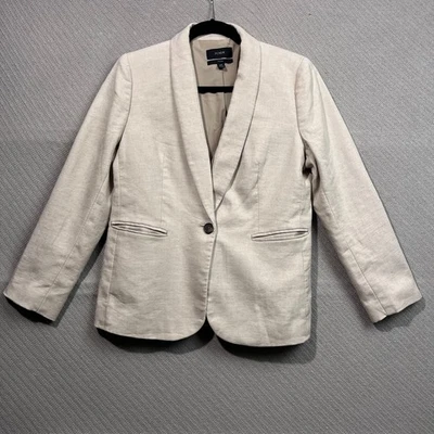 J. Crew Blazer Womens 10P Beige Parke Linen Blend Surgeon Cuff Preppy Office - Image 1 of 4