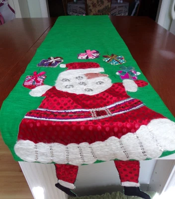 Corredor de mesa de Papá Noel navideño ~ con patas colgantes ~ destellos ~ arcos 13 x 70" + 4,5 Foto 1 de 4