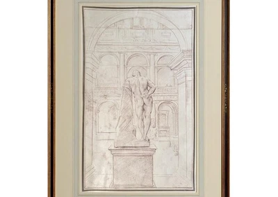 Carracci Antiguo Maestro Estilo Dibujo Hombre Desnudo Sanguino Barroco Italiano Foto 1 de 4