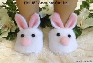 PINK & WHITE Bunny Rabbit Slip-On SLIPPERS fits 18" American Girl DOLL SHOES - Picture 1 of 1
