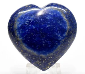 47mm Lapis Lazuli w/ Pyrite & Calcite Heart Polished Natural Mineral Afghanistan - Bild 1 von 4