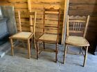 Three Oak Wicker Seat Bedroom Chairs