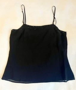 Liz Claiborne Collection Black Silk Beaded Tank Top Women's- 10 - Picture 1 of 5