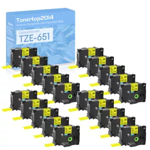 20X 1" Compatible with Brother TZ-651 TZe-651 Black on Yellow Label Tape P-Touch - Picture 1 of 10