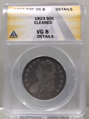 1823 Capped Bust Half Dollar - ANACS VG8 Cleaned - #7727867 - Image 1 of 4