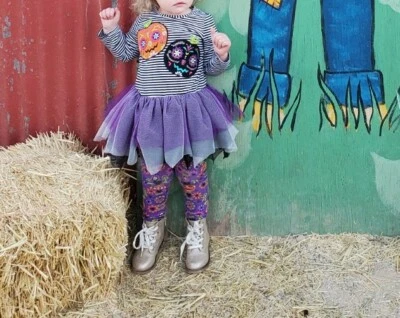 Rare Editions Girls 4T Halloween Tutu Dress & Legging Set Día de Muertos Outfit - Image 1 of 4