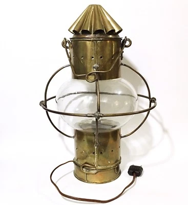 Antique Brass & Copper Nautical Ship Onion Lantern w/ European Wiring 15 Inch - Image 1 of 4