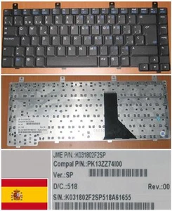 CLAVIER QWERTY ESPAGNOL HP DV5000 ZE2000 488590-071 K031802F2SP PK13ZZ74I00 Noir - Photo 1/1