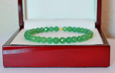 Brazalete Brazalete Natural Facetado Verde Claro Esmeralda Oro Amarillo 14K Hecho a Mano Foto 1 de 4