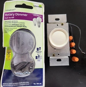Atenuador giratorio Leviton R00-RDL06-0TW push on/off luz almendra - Imagen 1 de 2